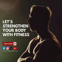Black Modern & Minimal Gym & Fitness  Instagram Post template