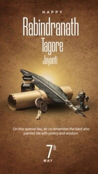 Vintage Rabindranath Tagore Jayanti  Instagram Story template
